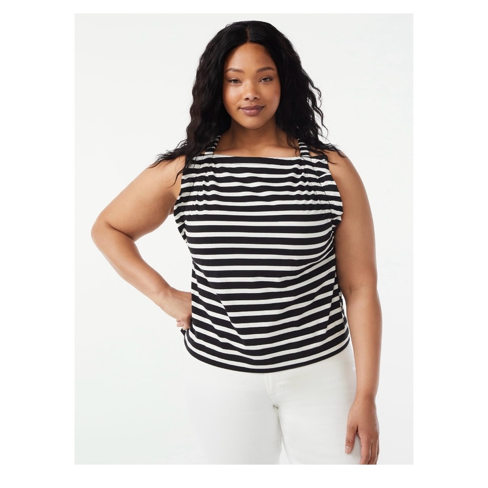 New with tags shirred flounce tank top